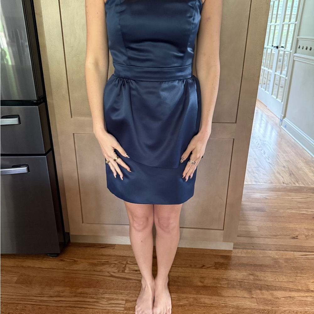 Elegant Navy Blue Satin Dress- Cynthia Rowley Bridesmaids